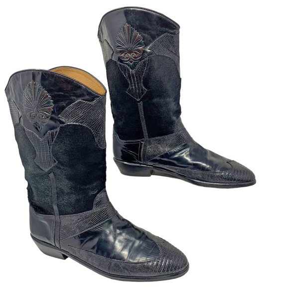 R Martegani Handmade‎ Leather Lizard and Calves Hair Midcalf Boot main image 4